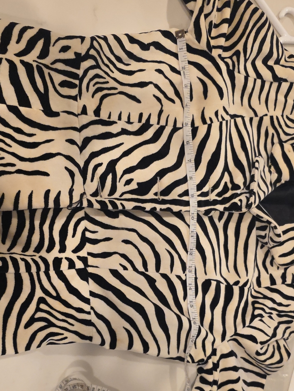 Zebra Print Women's Blazer Jacket - Black & White Velvet Feel - Picture 10 of 11